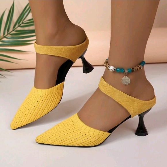 SHEIN Casual & Cute Yellow Women's Heels - Picture 1 of 6
